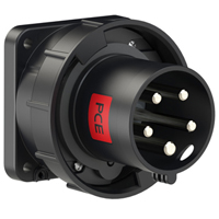 CEE-Inlet Flange 100x100 Straight 60A 4P5W 6h IP69k UL Approved (PCE360B6W)